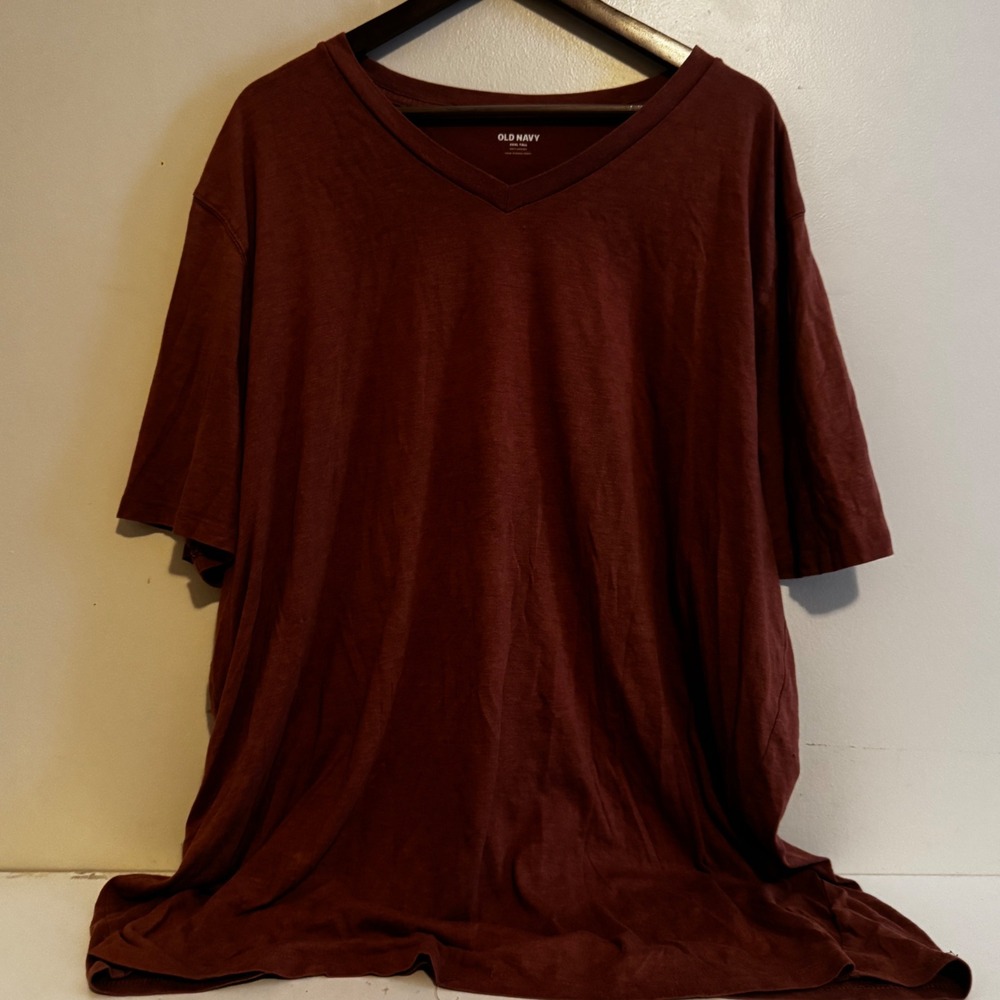 Old Navy Mens XXXL Tall V-Neck Soft-Washed T-Shirt Short Sleeve Rust Fall Bsics